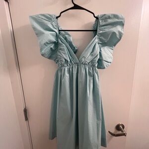 Light Blue Tie Back Mini Dress